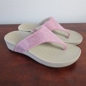 Vionic Flip Flop/Sandals Women's Size 10 Platform Pink Sparkle Dots